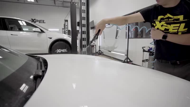Tesla Geeks Snow Model 3 equipped with STEALTH PPF & PRIME XR PLUS Window Tint at XPEL Austin